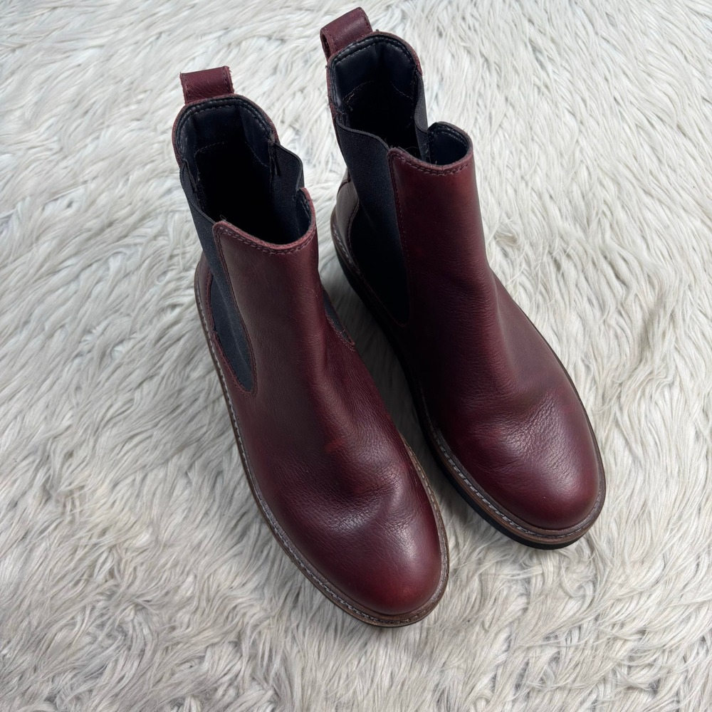 Clarks Women's 9 Burgundy Orianna Up Chelsea Boots Oxblood Grunge Fall Moto - Picture 3 of 7